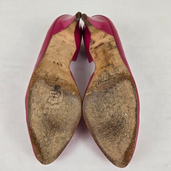Vintage Nickles Size 8.5B Pink Leather D'Orsay Heels Leather Flower Accent Italy - Picture 11 of 14